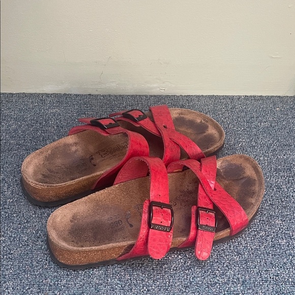 Birkenstock Shoes - Birkenstock Red Double Strap Sandals